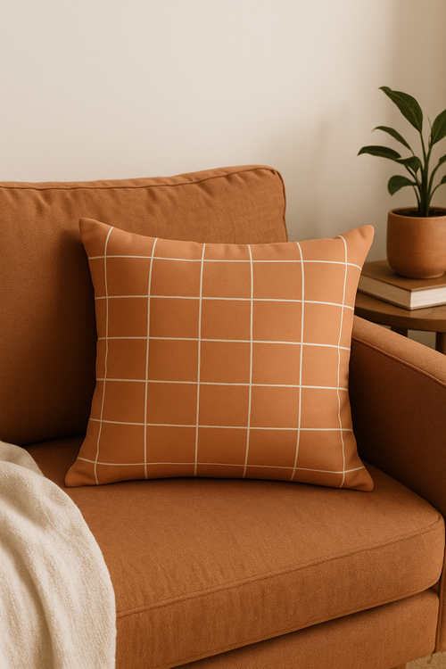 housse de coussin rectangulaire motif géométrique arc-en-ciel et végétal