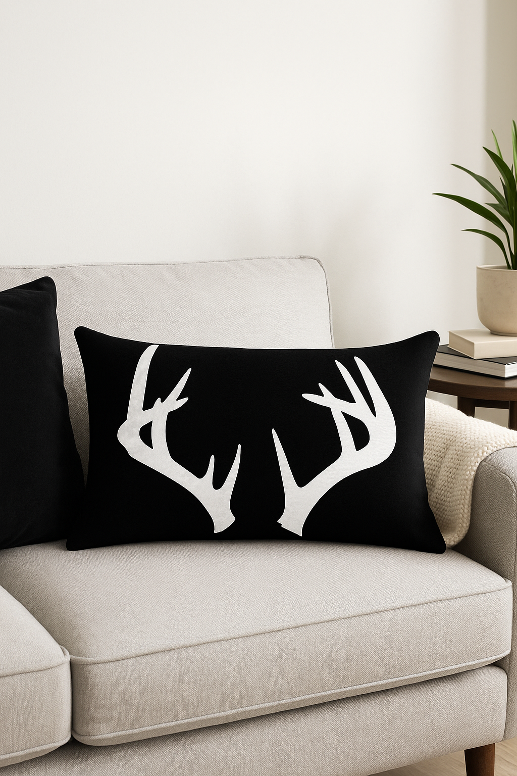 housse de coussin rectangulaire motif géométrique noir et blanc 30 x 50 cm - vue 3 sur 2