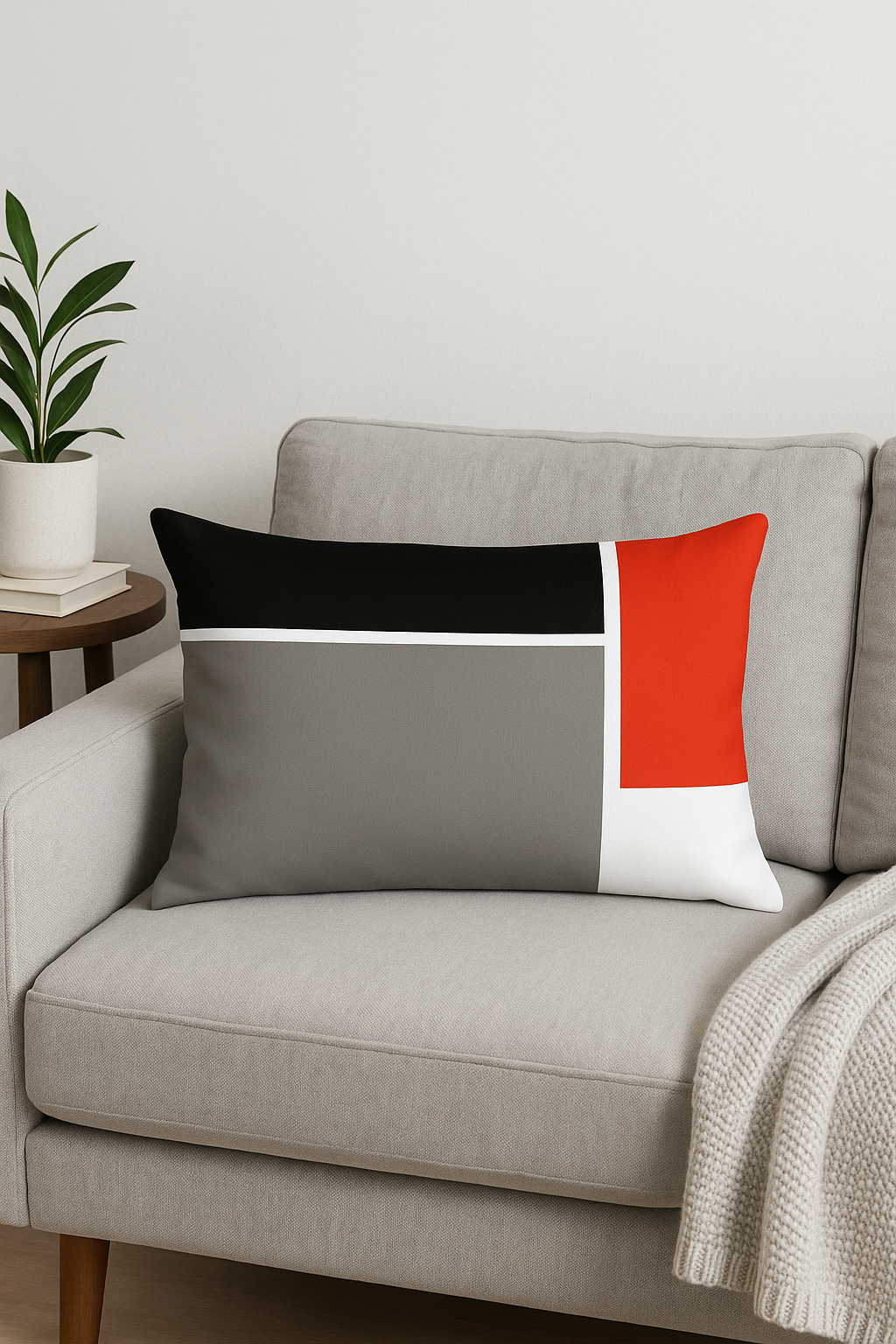 housse de coussin rectangulaire motif géométrique nordique jaune rouge - vue 3 sur 2