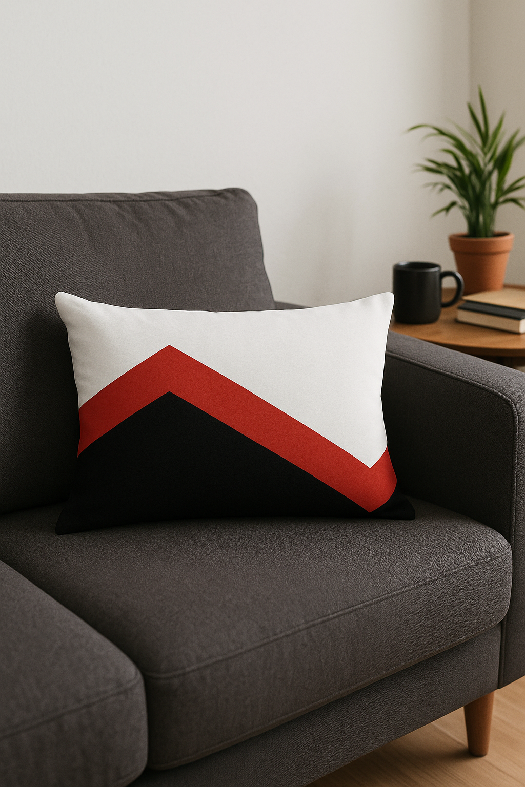 housse de coussin rectangulaire motif géométrique nordique jaune rouge - vue 3 sur 2