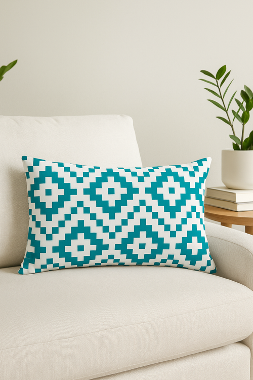 housse de coussin rectangulaire motif géométrique rayé coloré 30x50 cm