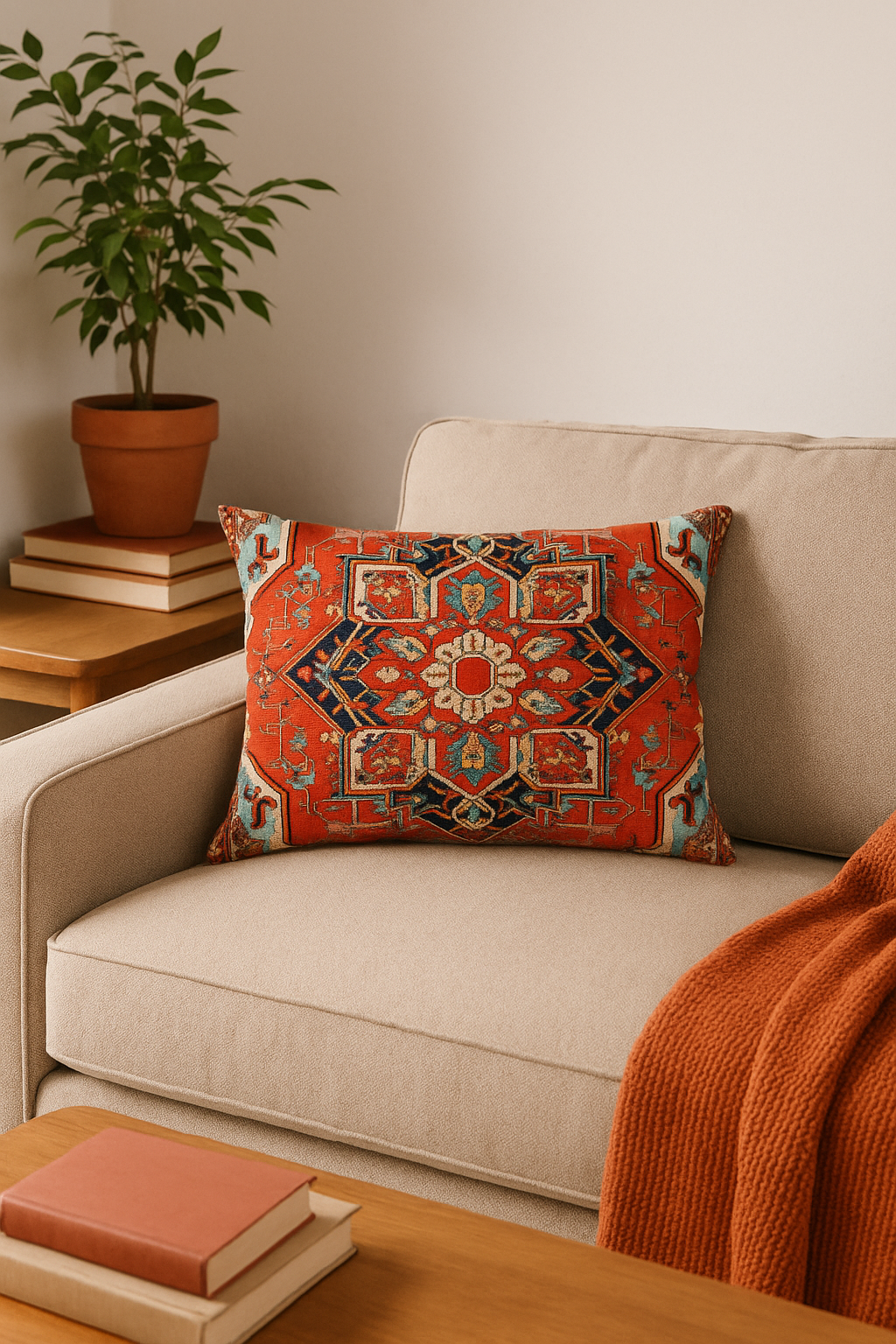 housse de coussin rectangulaire vintage motif mandala ethnique - vue 2 sur 2