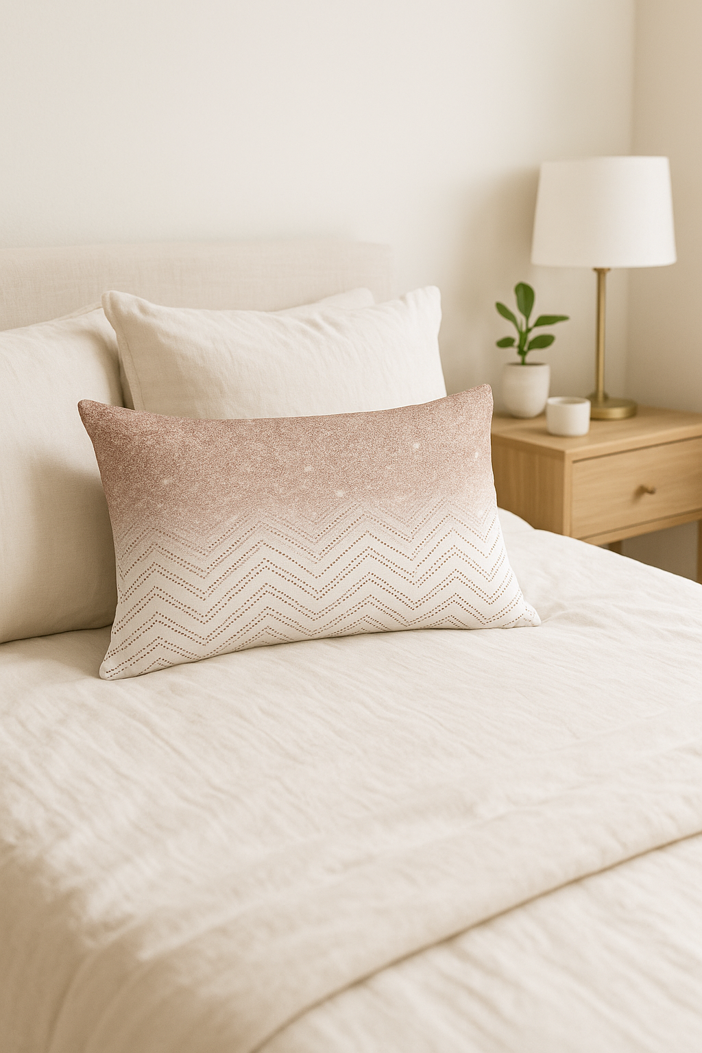 housse de coussin rose à motif géométrique décoratif pour la maison - vue 3 sur 2