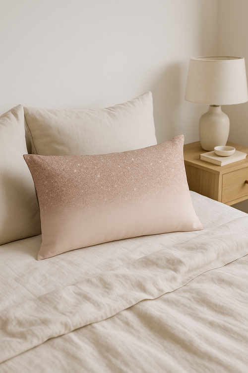 housse de coussin rose à motif géométrique tendance décoration intérieure