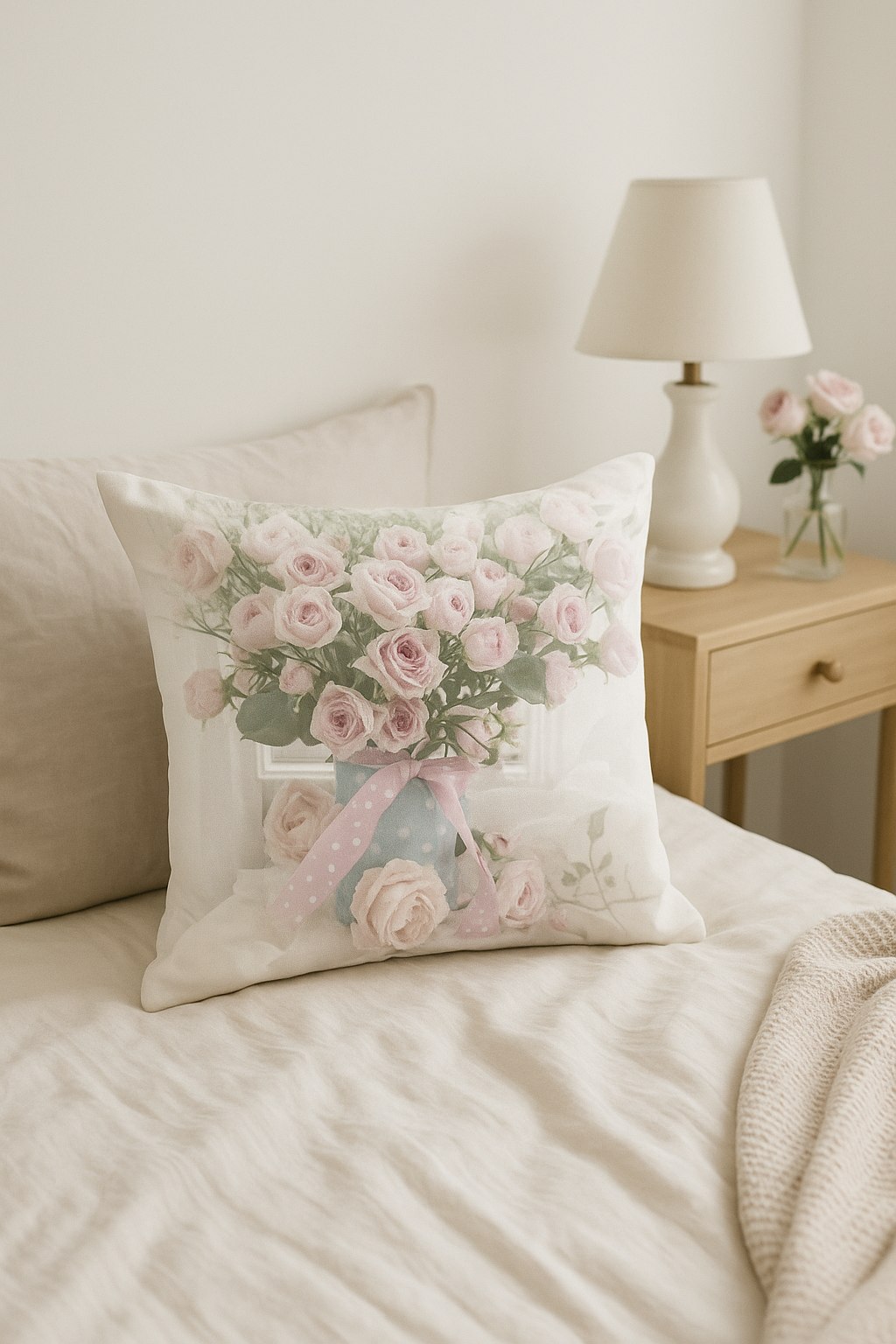housse de coussin rose motif nordique pour décoration élégante - vue 3 sur 2