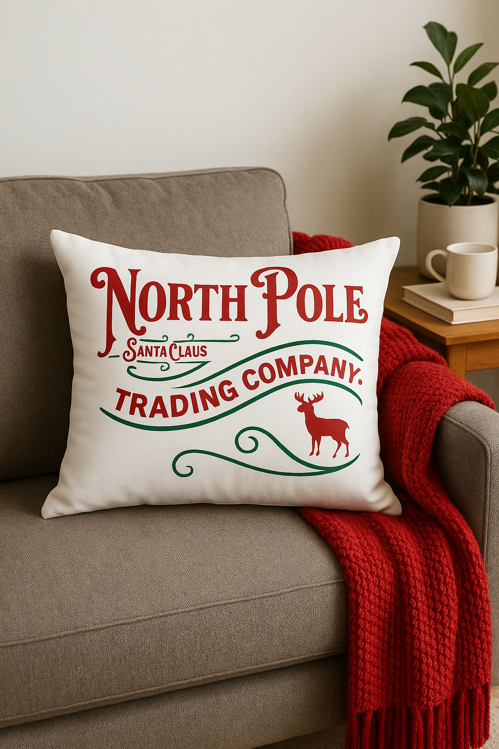 housse de coussin rouge de Noël pour décoration intérieure - vue 2 sur 2