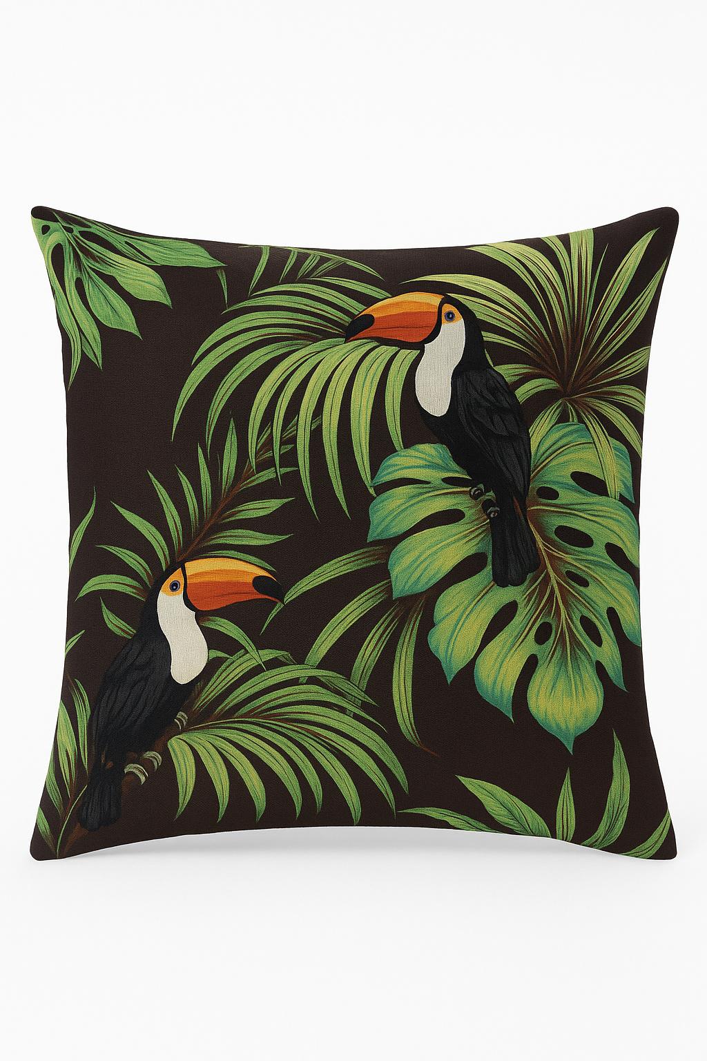 housse de coussin tropical avec motif perroquet coloré