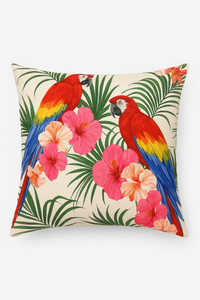 housse de coussin tropical motif perroquet pour salon