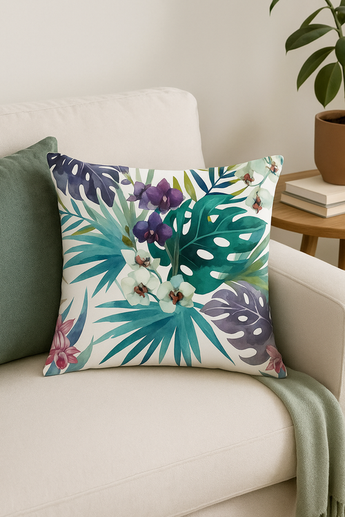 housse de coussin tropicale pour un salon élégant - vue 2 sur 2
