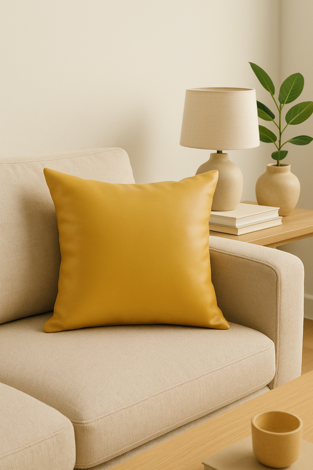 housse de coussin unie en similicuir pour décoration intérieure