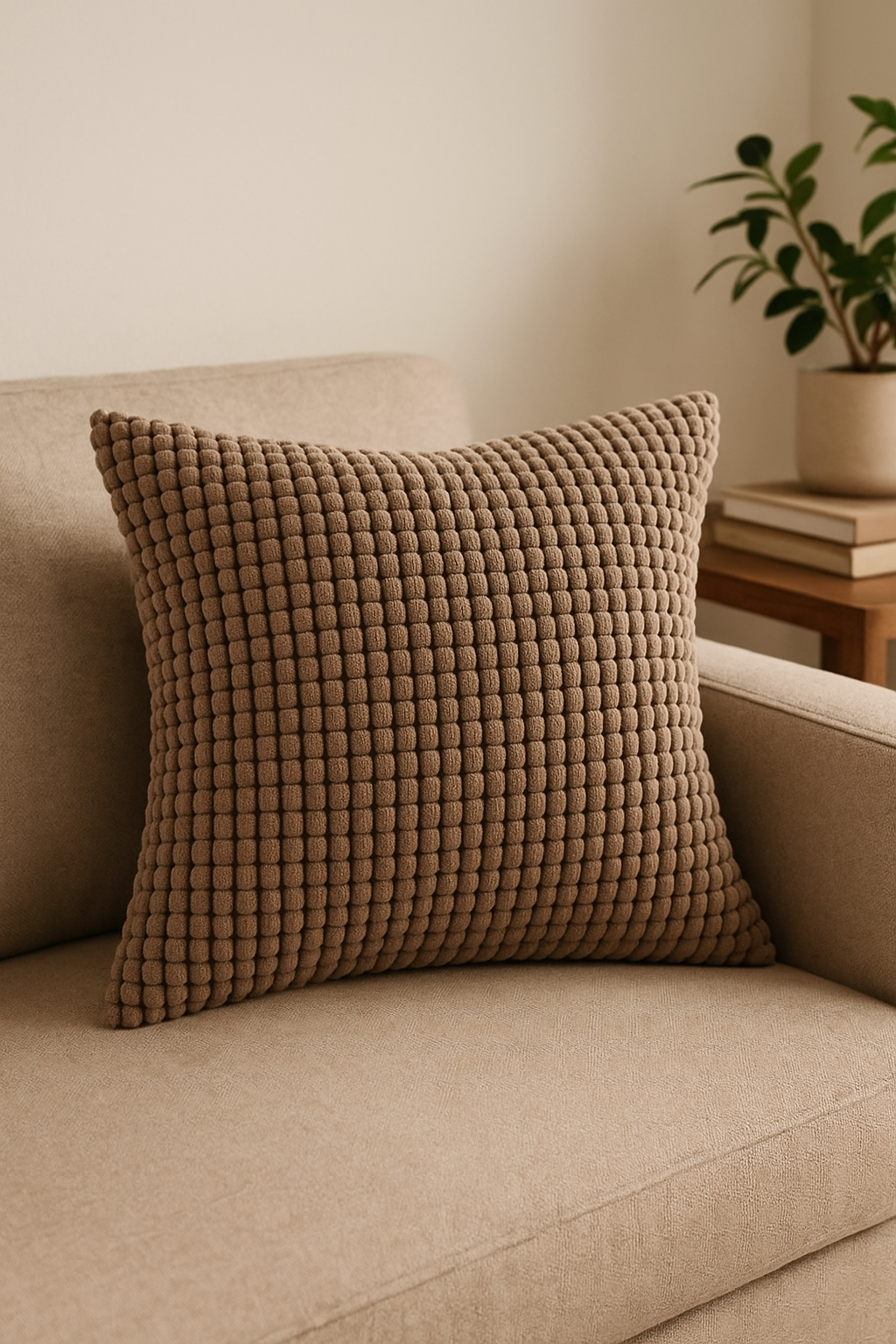 housse de coussin velours côtelé motif grain de maïs grande taille - vue 3 sur 2