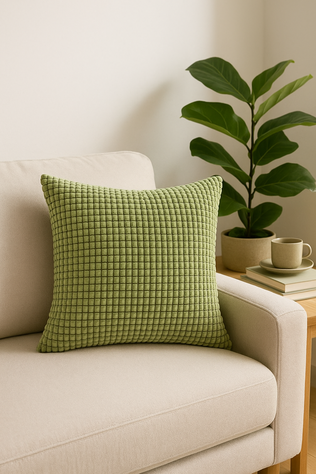 housse de coussin velours côtelé motif grain de maïs grande taille - vue 3 sur 2