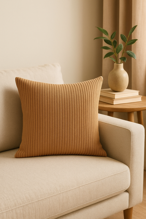 housse de coussin velours côtelé rayé décor classique 45 50 60 cm - vue 2 sur 2