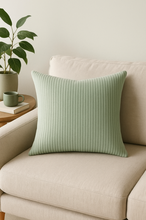 housse de coussin velours côtelé rayé style classique 45 50 60 cm - vue 2 sur 2