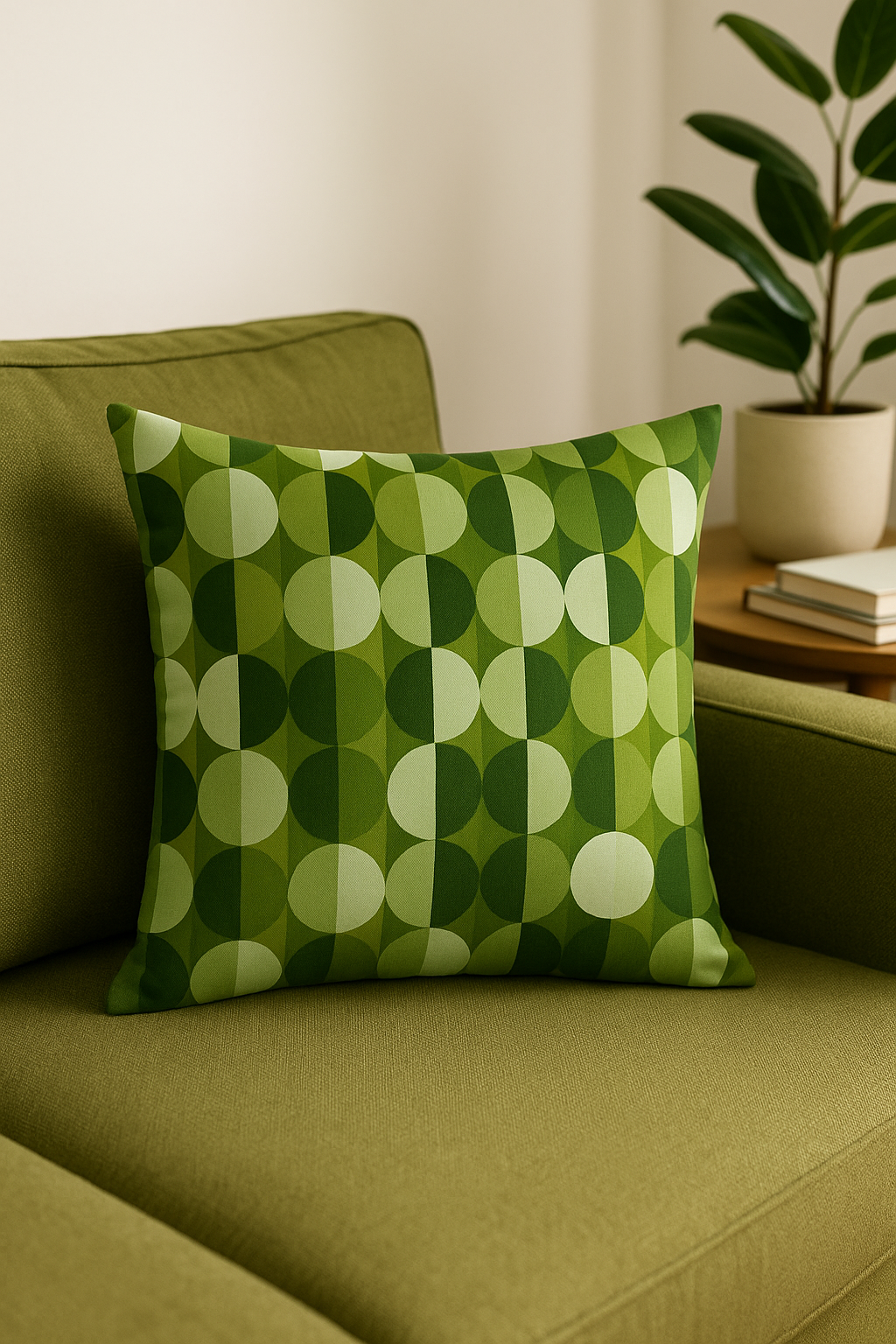 housse de coussin verte géométrique abstraite pour canapé