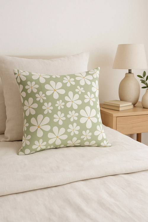 housse de coussin verte géométrique pour décoration canapé - vue 2 sur 2