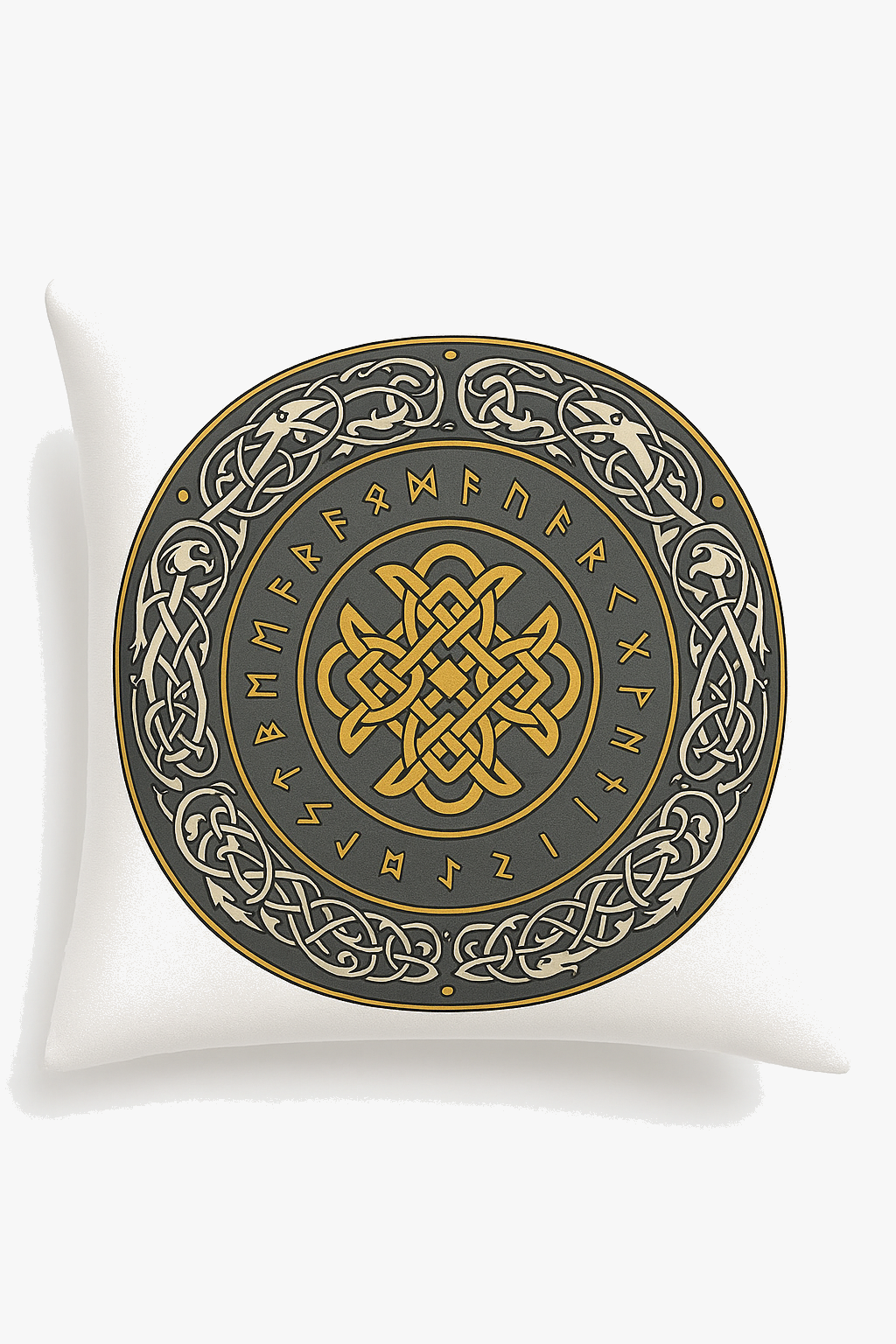 housse de coussin viking amulet motif géométrique noir et blanc