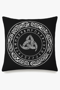 housse de coussin viking amulet motif géométrique noir et blanc