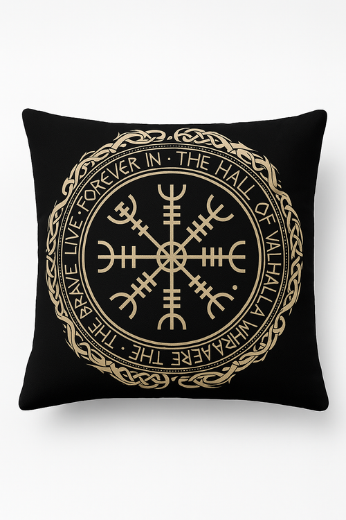 housse de coussin viking amulet motif géométrique noir et blanc