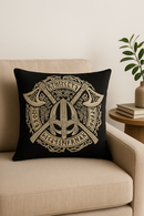 housse de coussin viking amulet motif géométrique noir et blanc