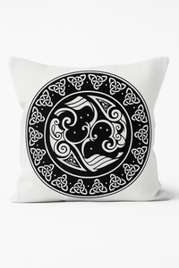 housse de coussin viking amulet motif géométrique noir et blanc