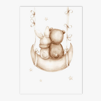 impression sur toile nuage lune lapin ours décoration murale enfant