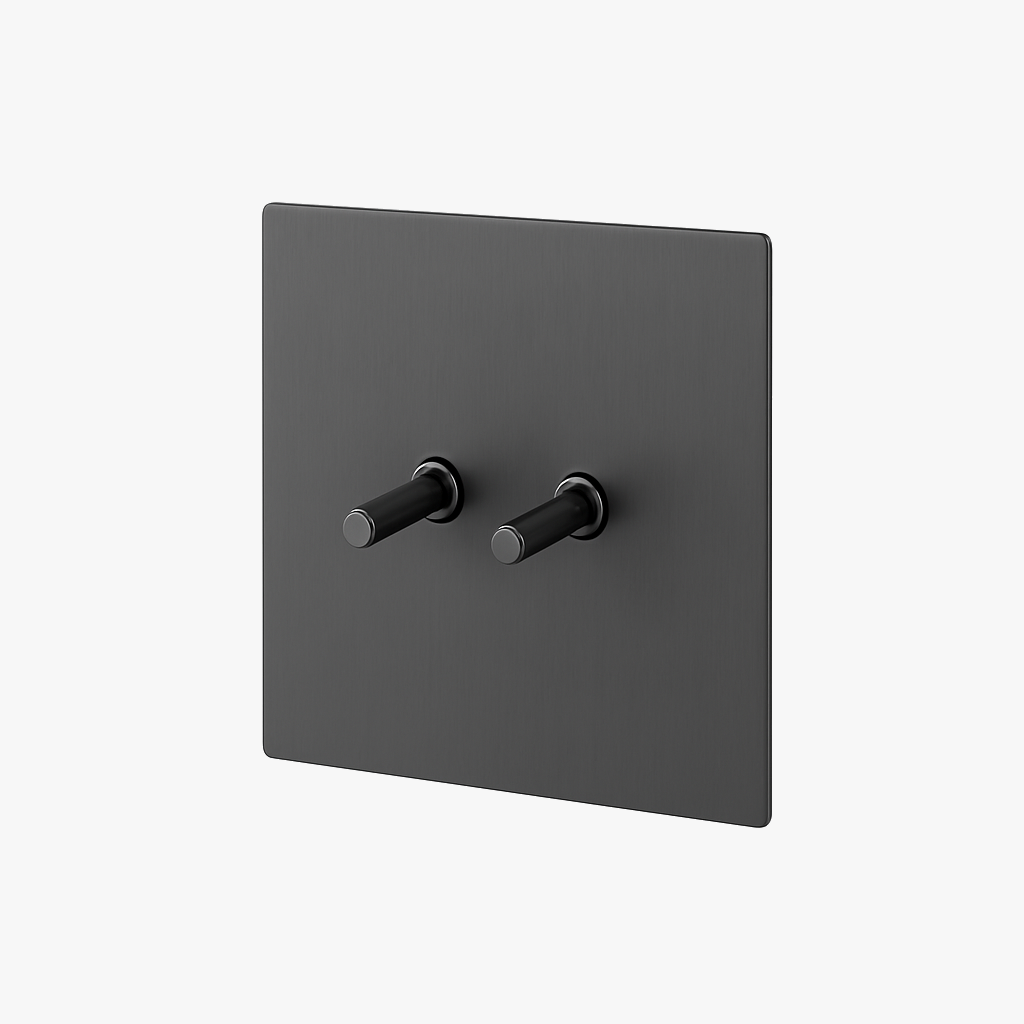 Interrupteur double 2 voies intermédiaire switch en acier gris foncé brossé
