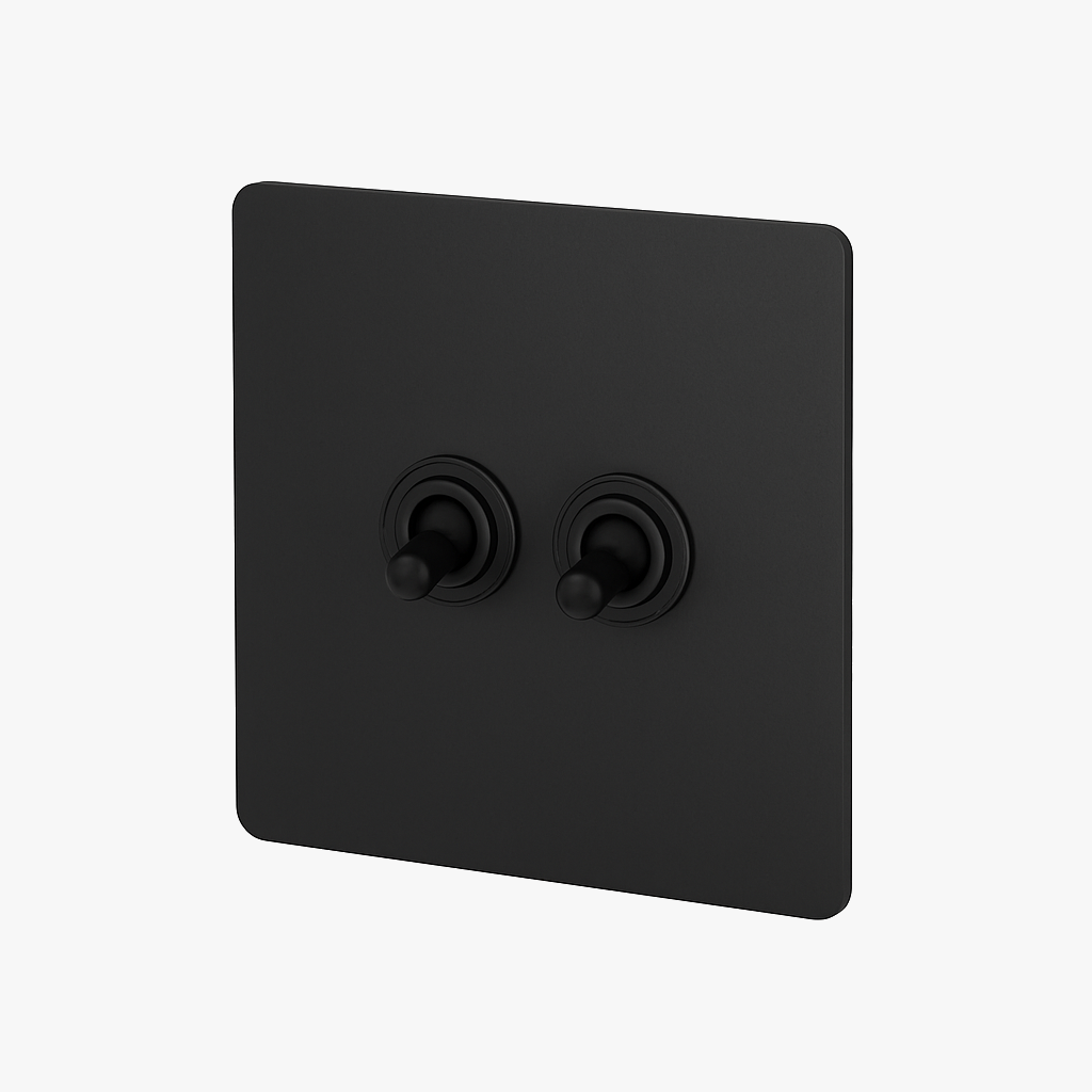 Interrupteur double 2 voies intermédiaire switch en acier noir mat bords arrondis