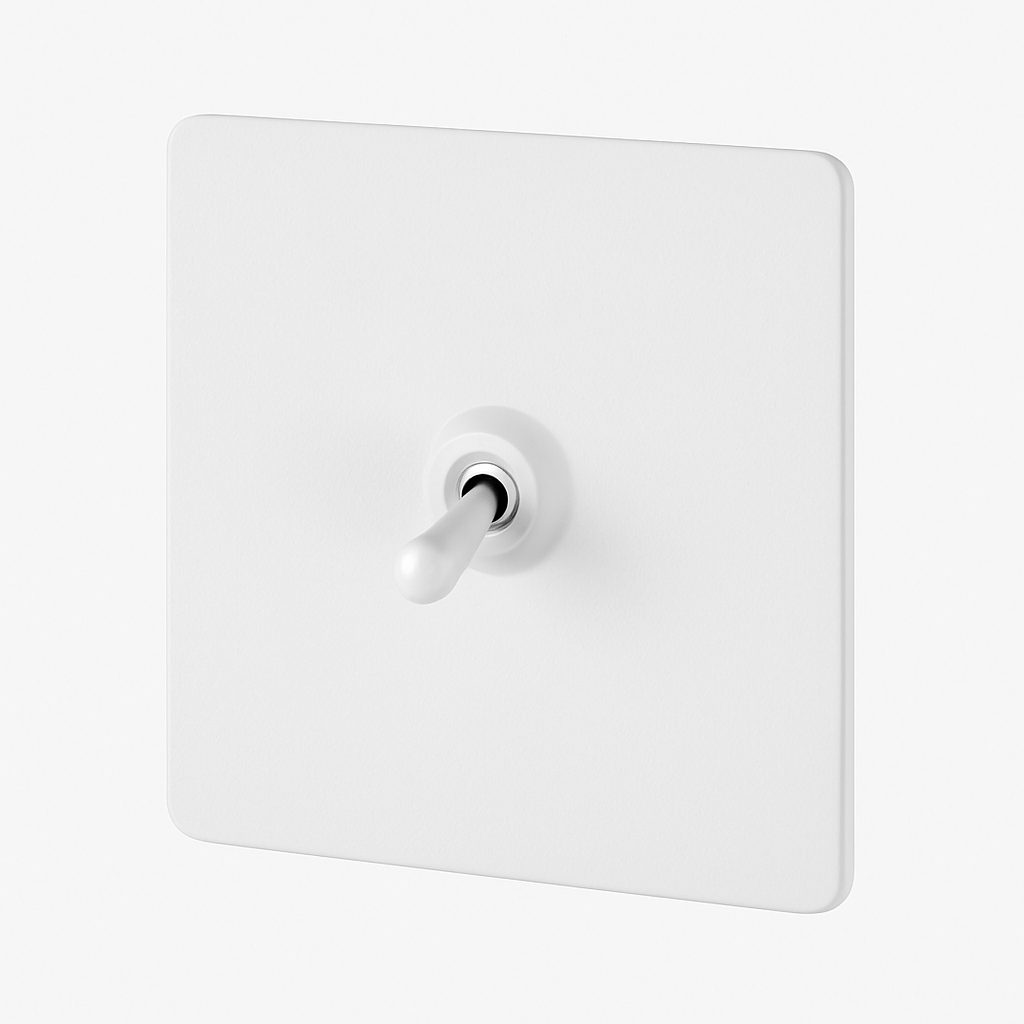 Interrupteur simple 1 voie en acier blanc mat bords arrondis