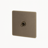 Interrupteur simple 1 voie en acier bronze vieilli bords arrondis
