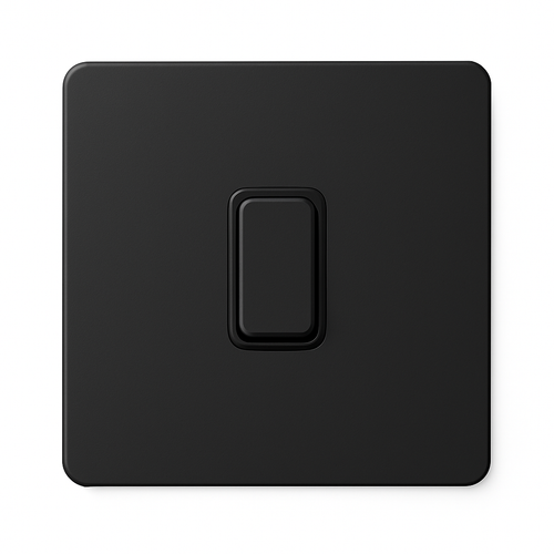 Interrupteur simple 1 voie en acier noir mat bords arrondis