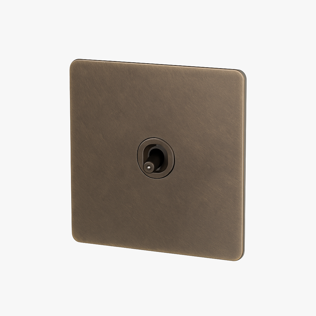 Interrupteur simple 1 voie intermédiaire switch en acier gris vieilli bords arrondis