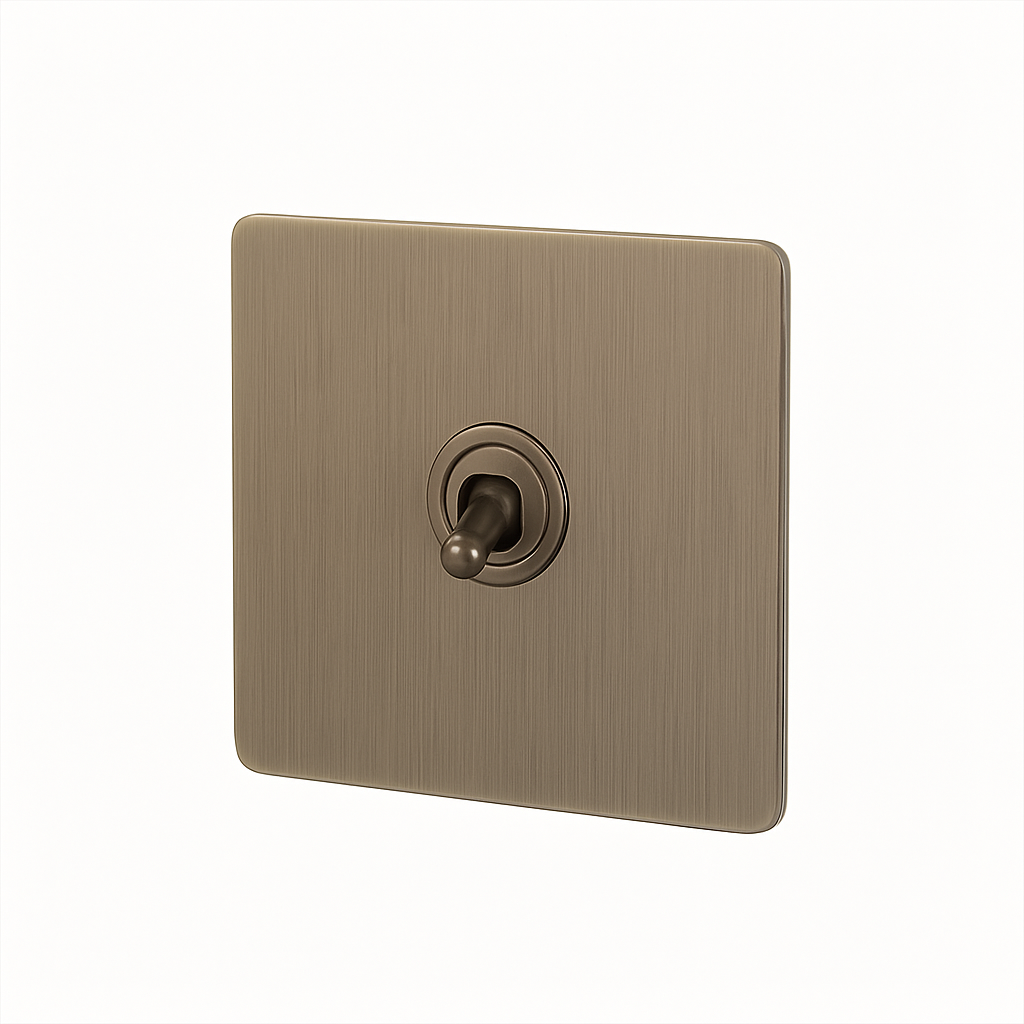 Interrupteur simple 1 voie intermédiaire switch en acier gris vieilli brossé bords arrondis