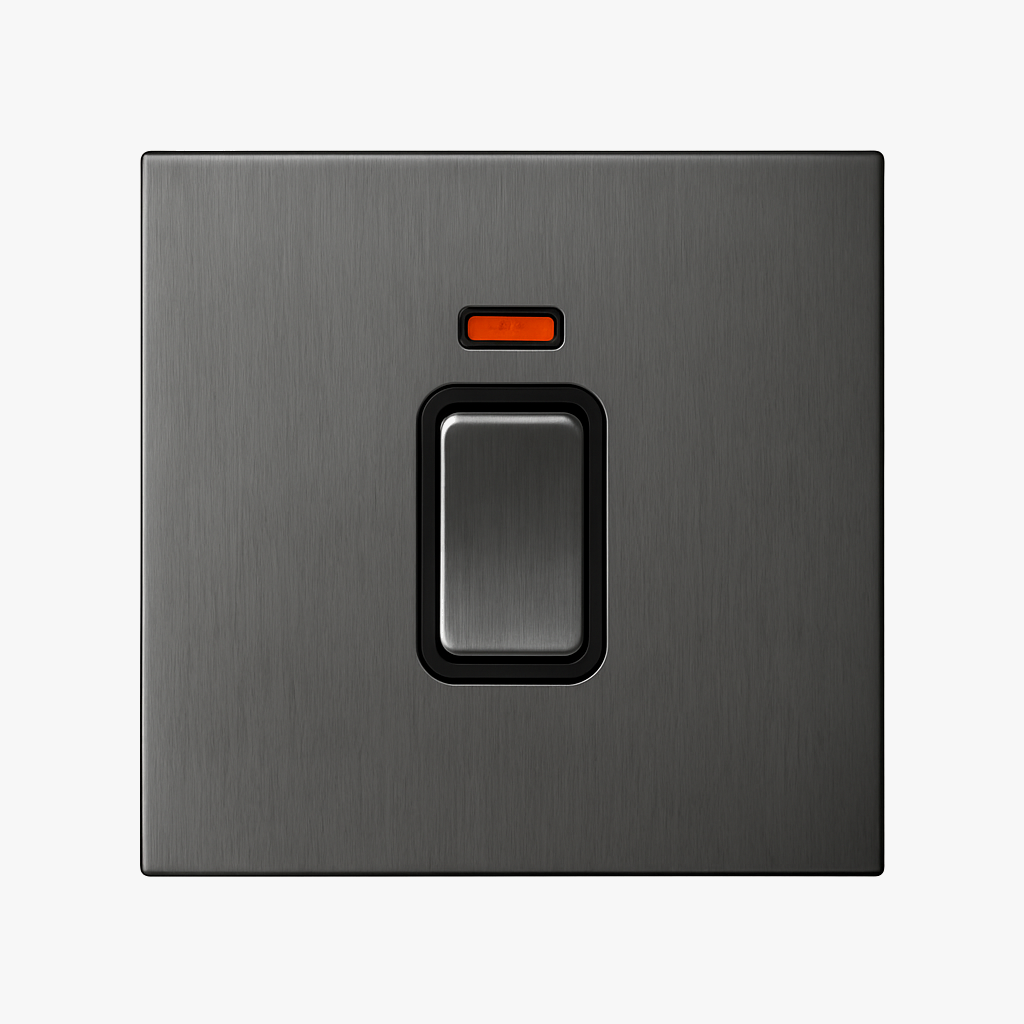 Interrupteur simple avec LED en acier gris foncé brossé