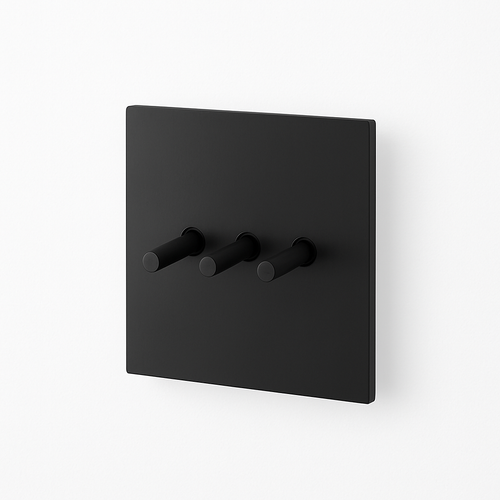 Interrupteur triple 3 voies en acier noir mat