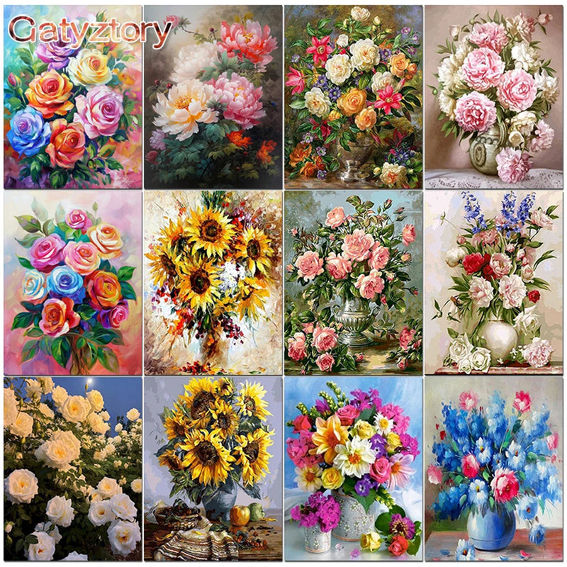kit de peinture par numéro fleurs pour adultes décorations artistiques