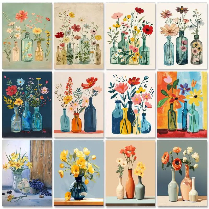 kit de peinture par numéros vase romantique pour décoration intérieur