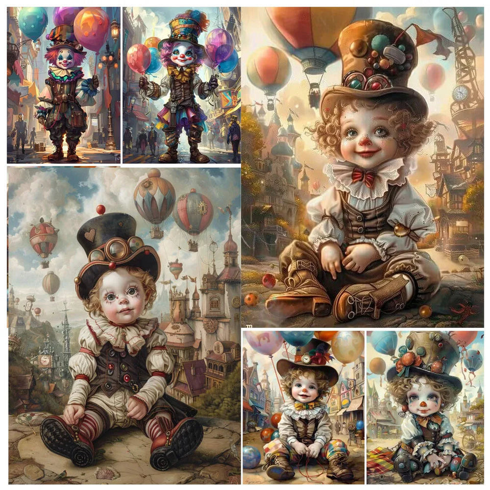 kit peinture acrylique par numéros clown drôle cadeau décoration maison