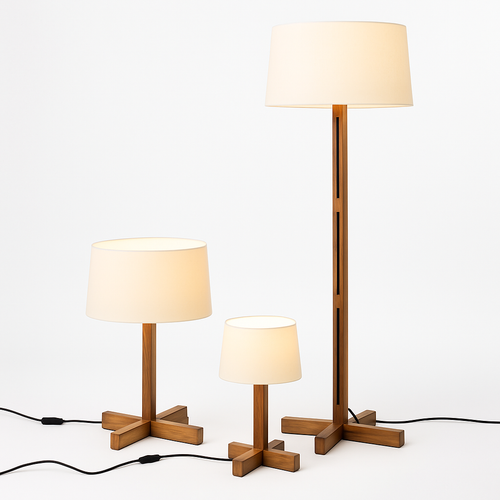 lampadaire en bois style wabi sabi pour décoration intérieure moderne - vue 2 sur 9
