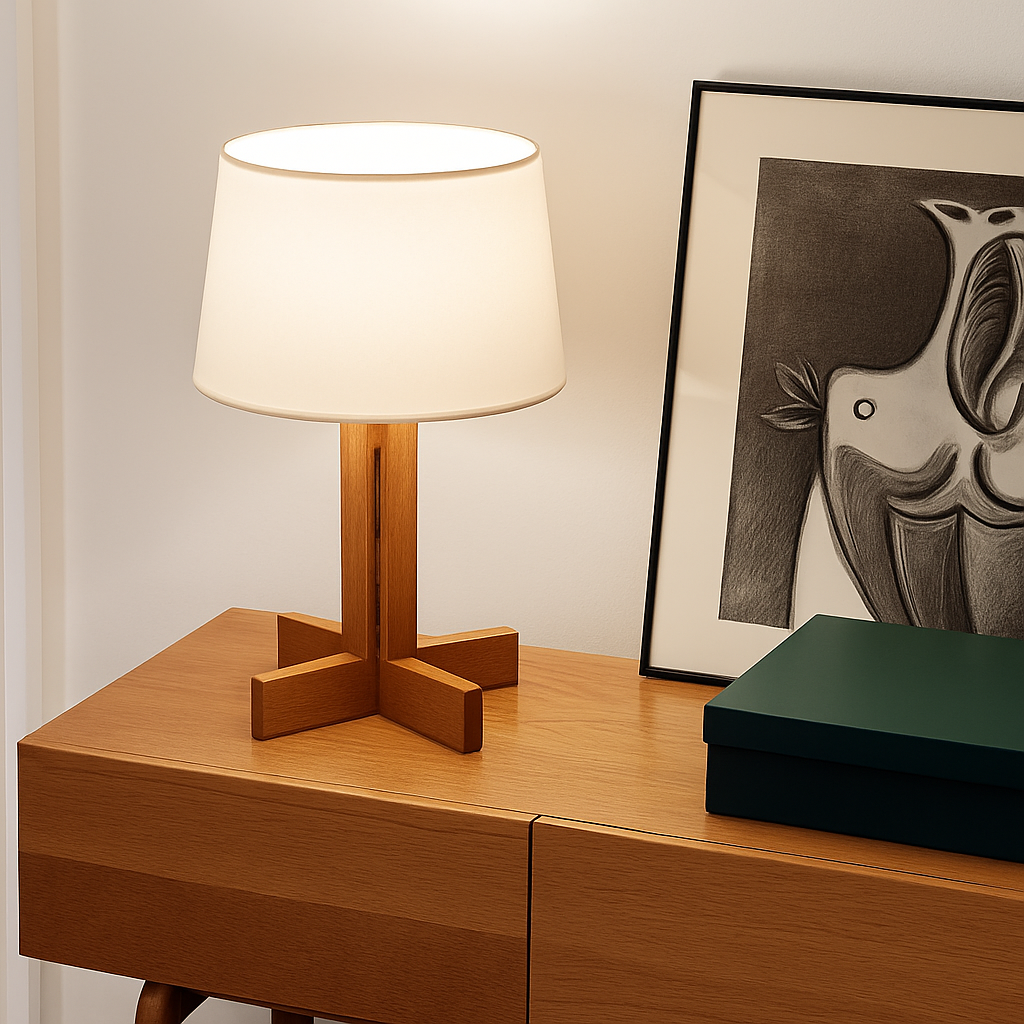lampadaire en bois style wabi sabi pour décoration intérieure moderne - vue 3 sur 9