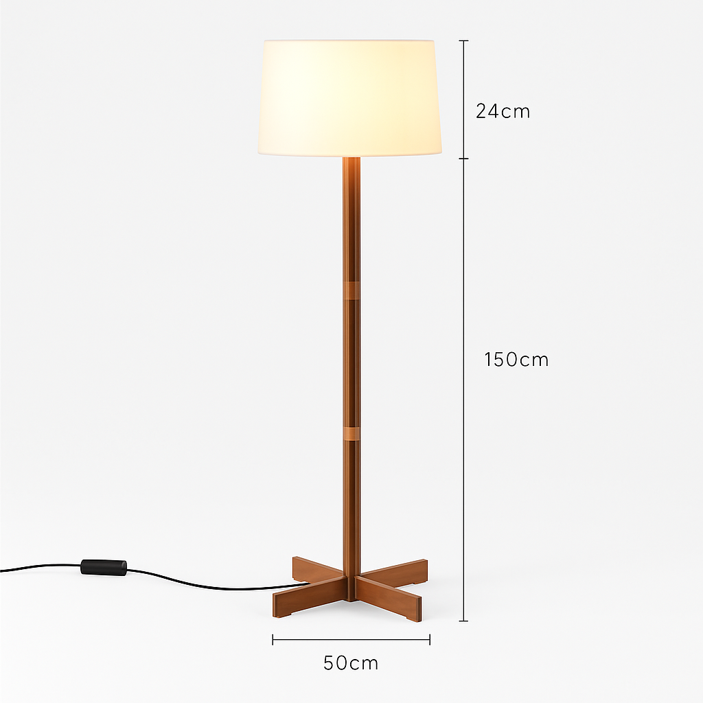 lampadaire en bois style wabi sabi pour décoration intérieure moderne - vue 8 sur 9