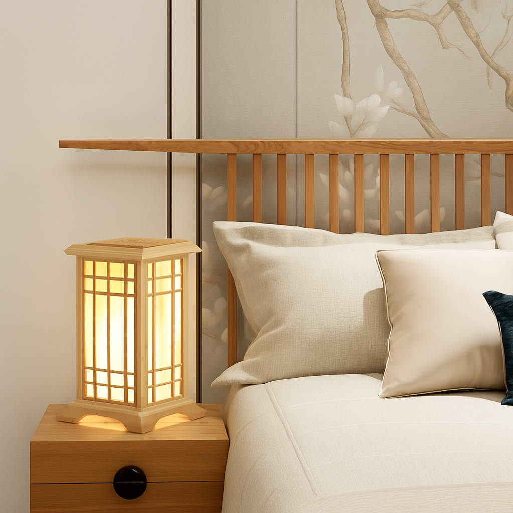 lampadaire japonais en bois pour un éclairage décoratif intérieur - vue 5 sur 8