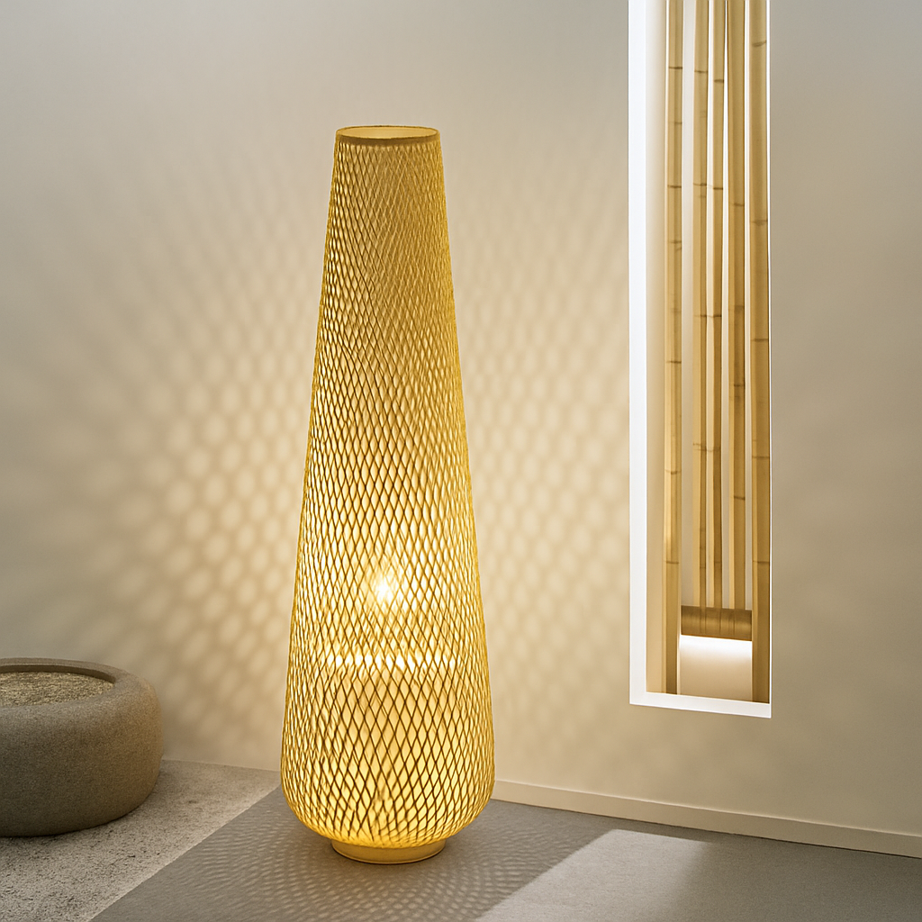 lampadaire japonais zen en bambou pour décoration intérieure - vue 5 sur 9