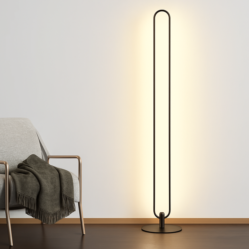 lampadaire led vertical moderne avec abat-jour acrylique circulaire - vue 4 sur 11