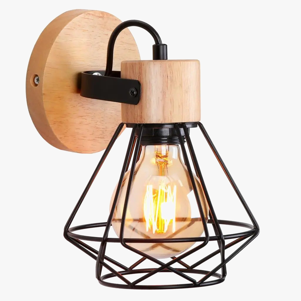 Applique murale Loft Fer Bois Vintage Cage