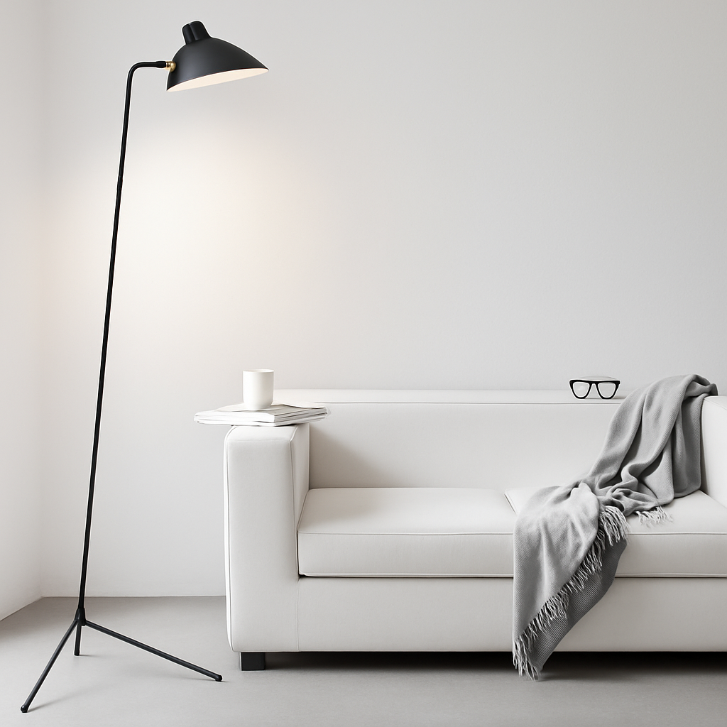 lampadaire minimaliste en métal avec abat-jour rotatif - vue 4 sur 7