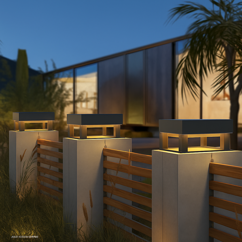 lampadaire moderne en inox pour jardin extérieur éclairage décoratif - vue 3 sur 7