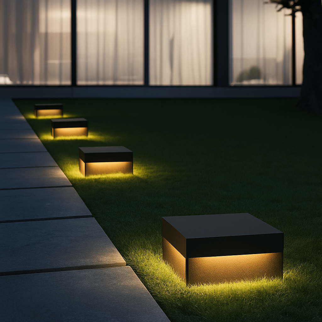 lampadaire moderne en inox pour jardin extérieur éclairage décoratif - vue 4 sur 7