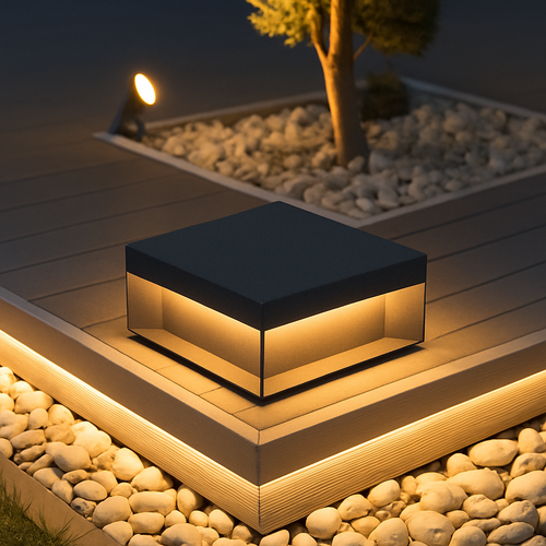 lampadaire moderne en inox pour jardin extérieur éclairage décoratif - vue 5 sur 7