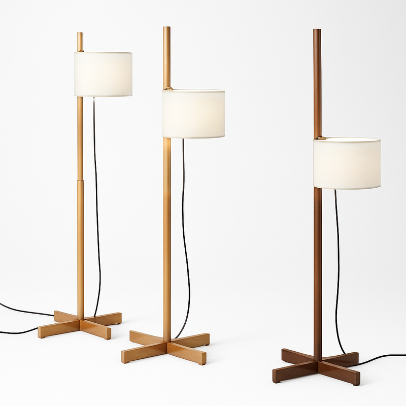 Lampadaire Nordique Wabi Sabi En Bois Massif Tissu Abat-Jour Led Salon Chambre Décor À La Maison Canapé Coin Lampe Sur Pied